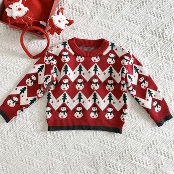 1-7Yrs Kalėdų Senį Vaikams Mergaitėms ilgomis Rankovėmis Megztiniai Megztinis Naujų 2020 m. Rudens Žiemos Baby Vaikų Mergaičių Megztiniai Megztinis