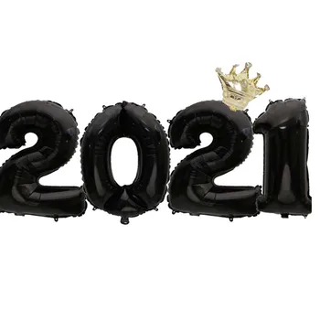 1 Set 40inch 2021 Auksas, Sidabras Black Blue Rose Gold Aliuminio Kūrybos Karūna Balionas Laimingų Naujųjų Metų Šaliai Švęsti Šeimos