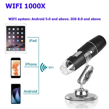 1000X Wifi Skaitmeninis Mikroskopas su didinamasis stiklas Kamera 8 LED w/Budėjimo Elektroninių Stereo Endoskopą Kamera, skirta 
