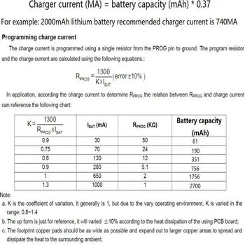 10x 50-1000MA Reguliuojamas), 3,7 V 4.2 V Li-Po, li-ion Įkrovimo Kroviklis Modulis Valdybos 18650 14500 100-2700mAh Ličio Baterija
