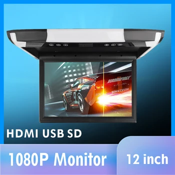 12 colių Monitorius 1280*800 Vaizdo HD Skaitmeninis TFT Ekranas Widescreen Ultra-plonas Montuojamas Automobilio Stogo Player HDMI AV FM USB SD MP5 NE DVD