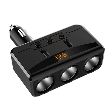 12V-24V Automobilinio Cigarečių Degiklio Lizdo Splitter Kištuku LED USB Įkroviklis Adapteris 1A+2.1 100W Įtampa Aptikimo Telefono MP3 DVR Padas