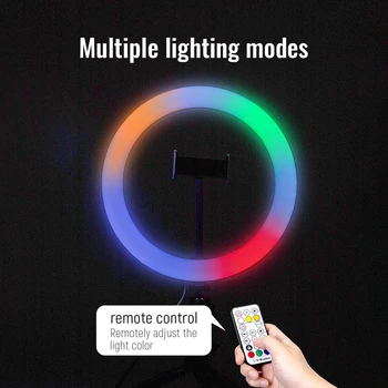 13inch 33cm LED Selfie RGB Šviesos Žiedas Su 2m 1.6 m Trikojo USB Spalvingos Fotografijos, Šviesos, Su Remote Control 