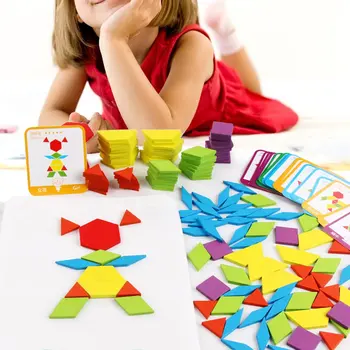 155Pcs Rinkinys Spalvinga Medinė Dėlionė Valdybos Kūdikių Montessori Ugdymo Žaislai Vaikas Mokymosi Plėtros Žaislas Kalėdų Dovana 2021