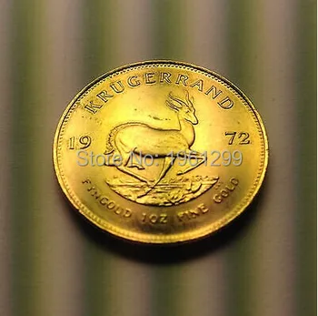 2 vnt / 1972 m. Pietų Afrikos Krugerrand 1 uncija aukso padengtą progines monetas, medalius užsienio aukso monetų kolekciją žaisti