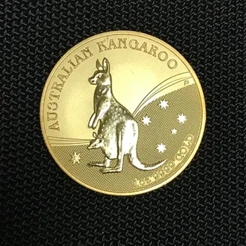 2 Vnt nemagnetiniai Australijos Kangroo 2009 ženklelis 24K nekilnojamojo auksą, sidabrą, 1 OZ 32.6 mm Elizabeth kolekcines sourvenir meno Monetos