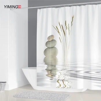200x180 vonios užuolaidų akmens bambuko vanduo teka zen meditacija spausdinimo poliesteris atsparus vandeniui dušo užuolaidos namų puošybai