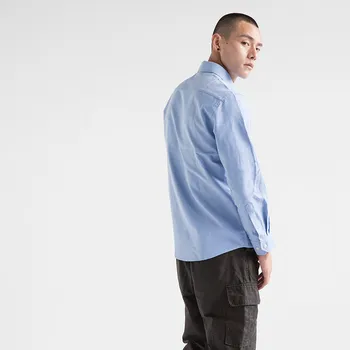 2019 Naujas Oksfordo Vyrų Marškinėliai Prekės Ženklo Mados Verslo Oficialų Slim Fit Kvėpuojantis Socialinės Kietas/Dryžuotas Atsitiktinis Mėlynas Dizainas Vyrų Drabužiai