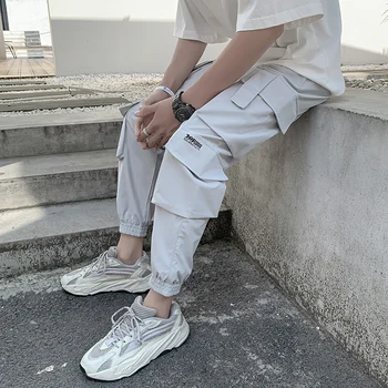 2020 Juostelės Haremas Poilsiu Vyrų Krovinių Kelnės Streetwear Hip-Hop Atsitiktinis Kišenės Track Pants Vyriškos Harajuku Kelnės