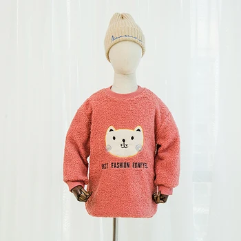 2020 m. žiemą, vaikų drabužiai, džemperis naujų mergaičių ėriukų vilna plius aksomo storas šiltas animacinių filmų korėjos megztinis WT22