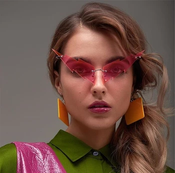 2020 mados cat eye juokingi akiniai nuo saulės, spalvingi akiniai nuo saulės cool moterų žaibo asmenybės įgaubtas formos akiniai nuo saulės šalies