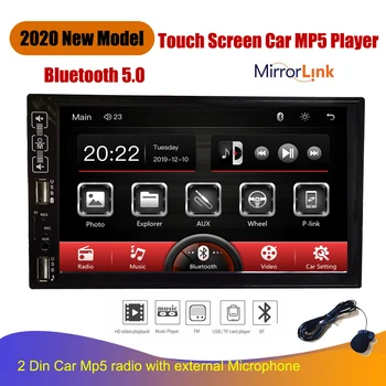 2020 Naujas Modelis stereo 2 Din Automobilinis MP5 Grotuvas su Bluetooth, FM Radijo Imtuvas Paramos Galinio vaizdo Kamera, išorinis mikrofonas radijo