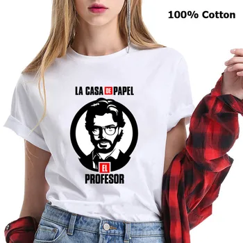 2020 Naujausių Animacinių filmų Dizaino La Casa De Papel marškinėliai Hombre Pinigų Heist El Profesorius moterys t-shirt Popieriaus namai Tee moterims Topai