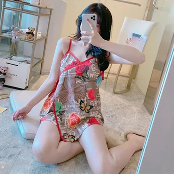 2020 Pižama Nustatyti Moterų Japonų Kimono Vasarą Medvilnės V-kaklo, Petnešos Viršaus Šortai Seksualus Sleepwear Ištaigingas Dėvėti Nėrinių