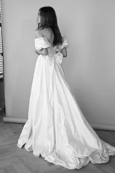 2021 Bohemijos Vestuvių Suknelės Derliaus Satino nuo Peties Vestuvinės Suknelės Vestuvių Suknelė Užsakymą vestidos de novia