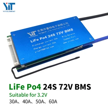 24S 72V Ličio baterija 3.2 V maitinimo apsaugos valdybos temperatūros apsaugos išlyginimo funkcija apsaugos nuo viršsrovių (BMS), polichlorintų bifenilų (PCB)