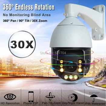 2MP 5MP Žvaigždės PTZ Kamera 30X ZOOM 1080P True Color Naktinio Matymo IP Kameros Šiltas LED Chromatines Vaizdo onvif IR100M Judesio Detec