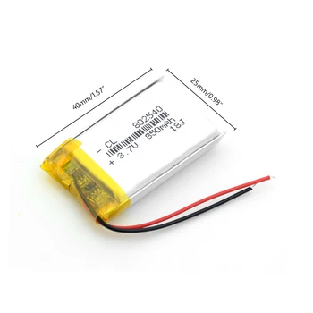 2VNT 3.7 V, li-po, li-ion baterijų Paketo polimero ličio baterija 802540 082540 850MAH GPS MP3 MP4 MP5 LED Šviesos RC drone