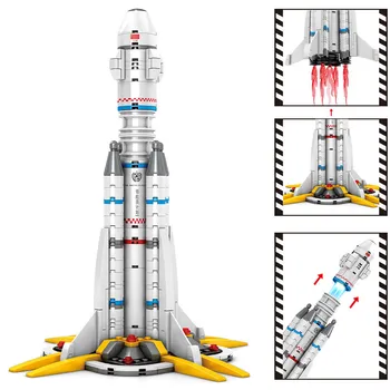 332Pcs Miesto Nešančiųjų Raketų Paleidimo Transporto Astronautas Kosmose Klajojo Žemėje įrangos pardavimas, biuro įrangos Kūrimo Blokų Rinkinius Asamblėjos Vaikams, Žaislai