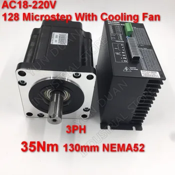 35Nm 130mm NEMA52 6.9 A Stepper Motor Driver Kit 3PH 32 DSP AC18-220V 128 Microstep Su Aušinimo Ventiliatorius Aukštą Sukimo momentą CNC