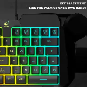 39 Klavišus Žaidimų Klaviatūra, Mechaninė Jaustis Anti-šešėlius Klavišus LED Viena Ranka, USB Laidinio Žaidėjus Mini Klaviatūra PUBG