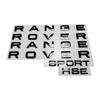 3PCS Blizgus Juodos Raidės Gaubtas arba bagažo skyriaus Dangtį, Range Rover & Sport Hse Logotipas