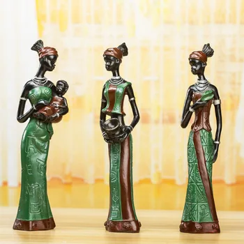 3Pcs/Set Skulptūra Namų Dekoro Priedai Afrikos Statula Dervos Statula Papuošalai Afrikos Moteris Staue Skulptūra Šalis Dovanos