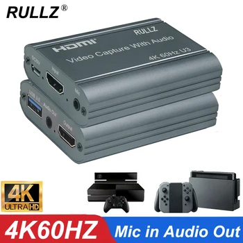 4K 60Hz HDMI Vaizdo įrašymo Kortelės, 3.5 mm Audio Out, Mic In TV Linijos Žaidimas Įrašymo Lange 1080P 60fps USB 3.0-2.0 Live Transliacijos Plokštė