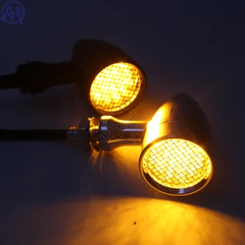 4pc Cafe Racer Motociklo Retro Aliuminio Posūkio Signalo Lemputė Su Tinkleliu Rodiklių LED Stabdžių Žibintas 10mm Universalus Triumfas 