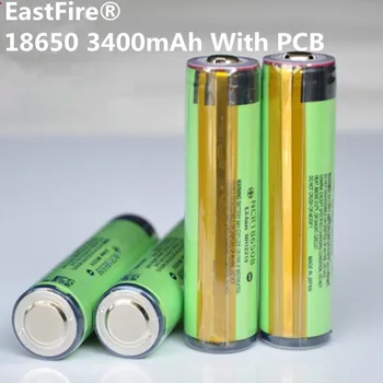 4PCS 2017 Originalus EastFire 18650 3400mAh baterija 3.7 V, Li-ion Rechargebale baterija PCB Saugomų panasonic 18650 3400
