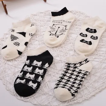 5 poros/daug mados medvilnės juoda ir balta kūdikių kojinės vaikams laivo seklių burną kojinės berniukų/mergaičių gražių Kvėpuojantis kojinės