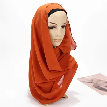 50 vnt/daug Vingiuoti šifono hijab šalikas skaros Ponios musulmonų mados paprastas apsiaustas lankelis ilgi šalikai/šalikas 180*75cm