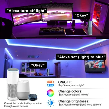 5050 WIFI LED Šviesos Juostelės 5M-30M 2835 Led RGB šviesos Lanksti Lempa Juosta Kaspino Diodų Juosta Su WIFI APP Alexa adapteris+juostos