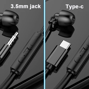 5vnt/daug Sunkiųjų Bass Stereo 3.5 mm Tipas c In-ear Ausinės laisvų Rankų įranga Mic Kontrolės Ausinių už Xiaomi Redmi HUAWEI P20 30 Mate 20 30