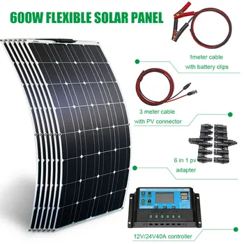 600w skydelis solarny 12v saulės skydelis, baterijos kroviklis panneau solaire 300 w saulės energijos sistemų namų RV