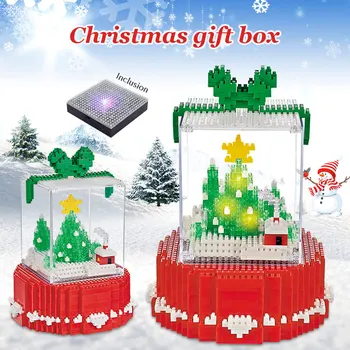 810pcs LED Linksmų Kalėdų Eglutė Mini Blokai Žaislas Deimantų Kūrimo Bloką Plytų Švietimo Žaislas Vaikams, Kalėdinės Dovanos