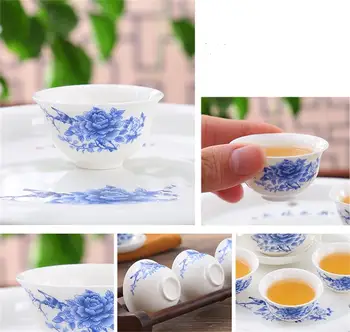 8pcs nustatyti, fine bone china gongfu arbatos rinkinys, keramikos gaiwan kinų arbatos rinkinys su padėklu, porceliano kung fu arbatos ceremonija, arbata kelionės