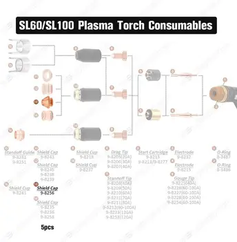 9-8256 Šilumos Dynamics SL 60/100 plasma cutter fakelas reikmenys 9-8256_ Shield Bžūp 10vnt