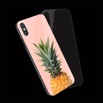 Ananasų ananas Grūdintas Stiklas telefono dangtelį case for iphone 5 5s SE 2020 6 6s 7 8 Plus X XR XS 11 pro Max