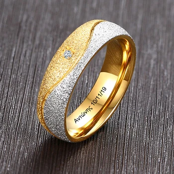 Asmeninį 6mm Dalyvavimas Vestuvių Prekės CZ Stone Moterų Žiedas Matinis Nerūdijančio Plieno Kubinių Zirconia Žiedas Vyrams Patinka Dovanos