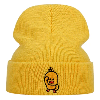 Atsitiktinis Mažai geltona antis beanie Skrybėlių Vyrams, moterims, Hip-Hop Megztų vilnonių skrybėlės bžūp Lauko Žiemą šiltas slidinėjimo skrybėlės, Skrybėlės Skullies