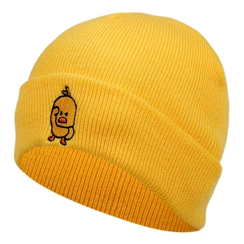 Atsitiktinis Mažai geltona antis beanie Skrybėlių Vyrams, moterims, Hip-Hop Megztų vilnonių skrybėlės bžūp Lauko Žiemą šiltas slidinėjimo skrybėlės, Skrybėlės Skullies