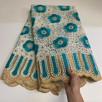 Aukštos kokybės nigerijos nėrinių medvilnės šveicarijos vienspalviai voile nėrinių audinys su embrodery afrikos nėrinių suknelė medžiaga 5yards