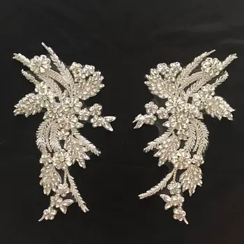 Aukštos kokybės rankų darbo vestuviniai vinjetė nuotakos varčios ,Deluxe kalnų krištolas Swarovshi granulių aplikacijos su 3D dirbtinių gėlių