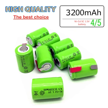 Aukštos kokybės skaičius 4/5 SC baterija NI-Cd 1.2 V 3200mah įkrovimo baterija (akumuliatorius tab forLED elektriniai įrankiai