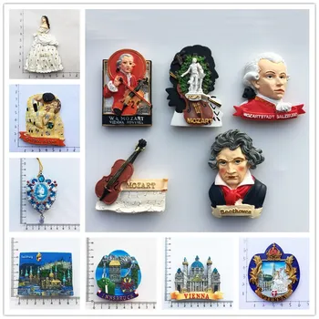 Austrija Kelionės Šaldytuvas Magnetas Suvenyrų Kūrybos Vienos Kultūros Vertybės Šaldytuvas Magnetai Mozart, Beethoven, Sissi Suvenyrų