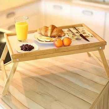 Bandeja de desayuno de madera plegable para aperitivos lt cama