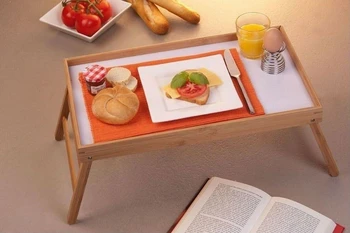 Bandeja de desayuno de madera plegable para aperitivos lt cama