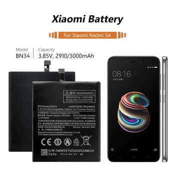 Bateriją BN34 Už Xiaomi Mi Redmi Hongmi 5A 5.0