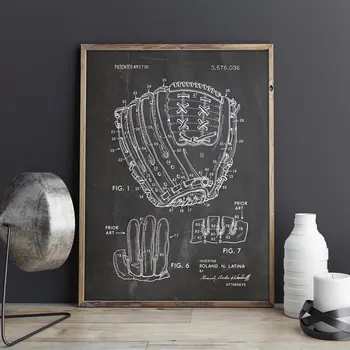 Beisbolo Pirštinės patentų, Beisbolas sienos menas , plakatai, kambario puošimas,vintažinės spausdinimo,blueprint, dovanų idėja, Sporto sienų Papuošimai